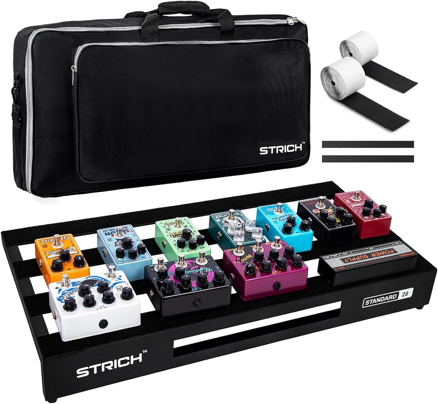 STRICH Guitar Pedal Board Aluminum Alloy 3.24lb Lightweight Pedalboard 28'' x 13.78'' Extra Large Effect Pedals board with Carry Bag, STANDARD 28 (Angled)