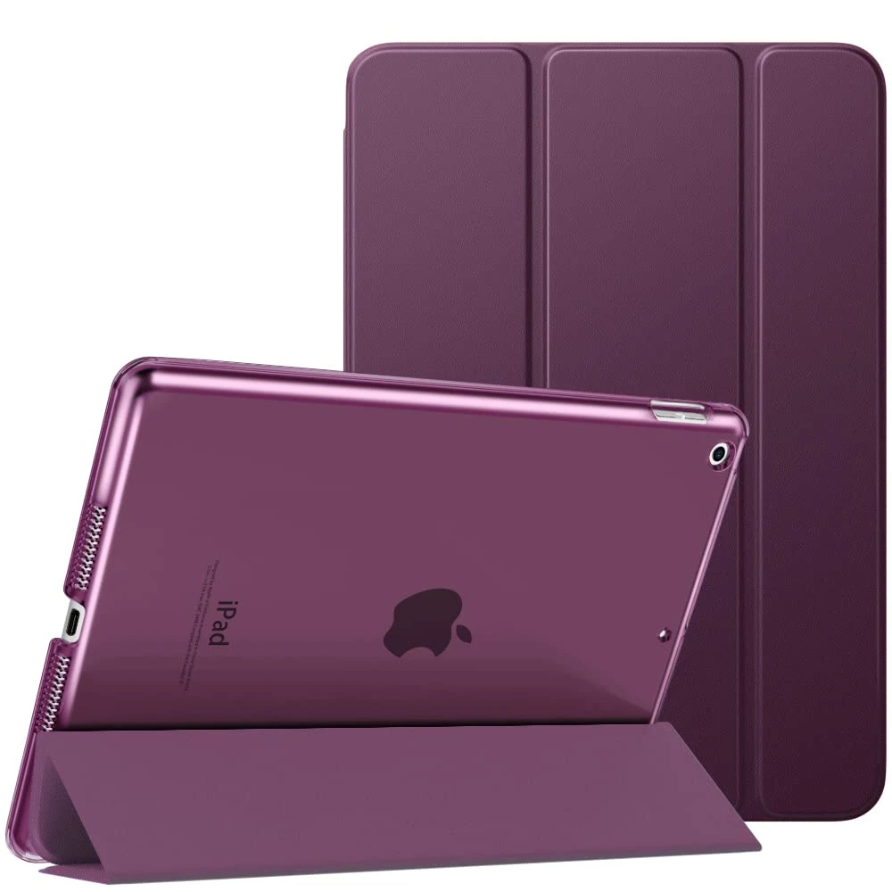 MoKo Protective Case Compatible with New iPad 9th/8th/7th Generation (2021/2020/2019), Tablet Case with Stand Matte Back Auto Sleep/Wake Function for iPad 10.2 Inch, Deep Purple