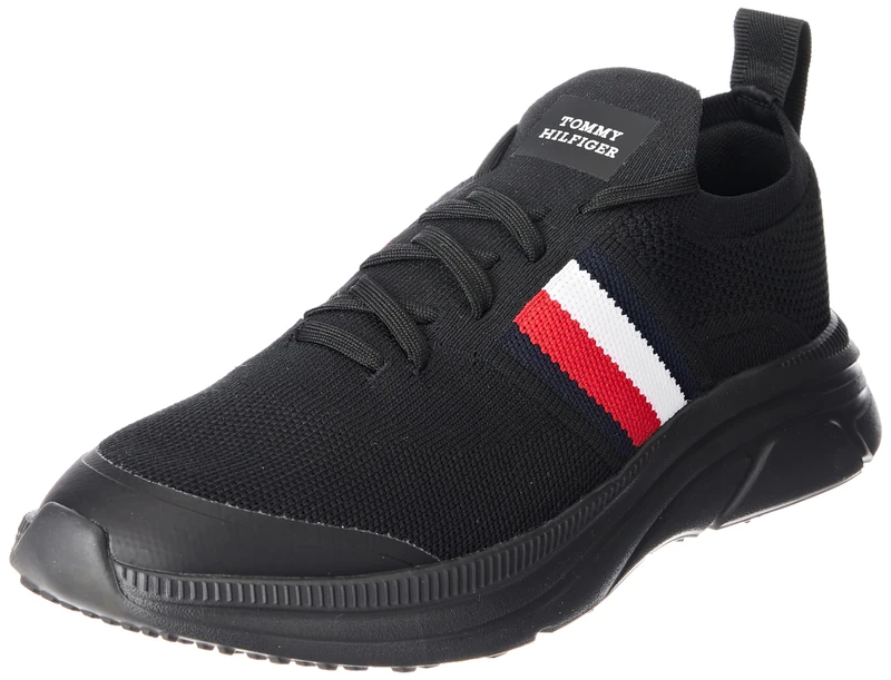 Tommy Hilfiger Modern Runner Knit Stripes, Black, 6.5
