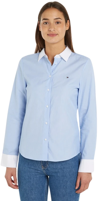 Tommy Hilfiger Women Fill A Fill Regular Shirt Casual Shirts, Blue, 44