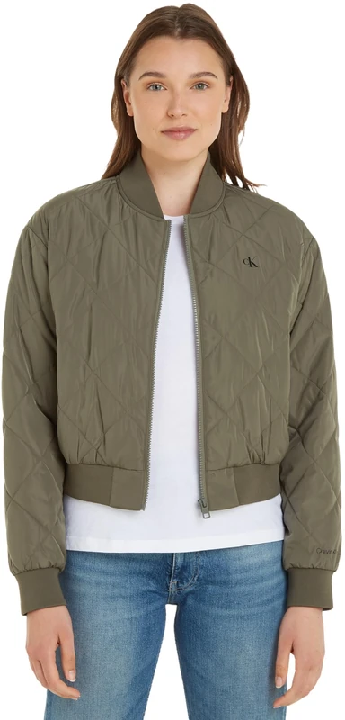 Calvin Klein Jeans Women Lw Quilted Bomber Padded Jackets Green, L