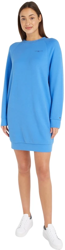 Tommy Hilfiger Women 1985 Mini Corplogo C-Nk DRS Ls Hoodie Dresses, Blue, L