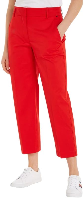 Tommy Hilfiger Women Trousers Slim Fit Chino, Red (Fierce Red), 34 - Image 1