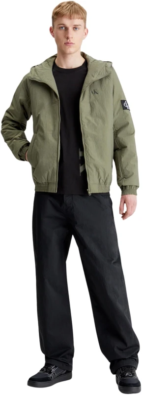 Calvin Klein Jeans Men Hooded Padded Harrington Padded Jackets Green, L