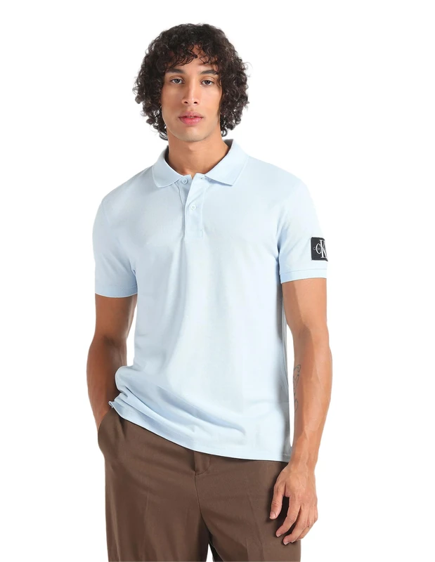 Calvin Klein Jeans Men Badge Polo S/S Polos Blue, S - Image 1