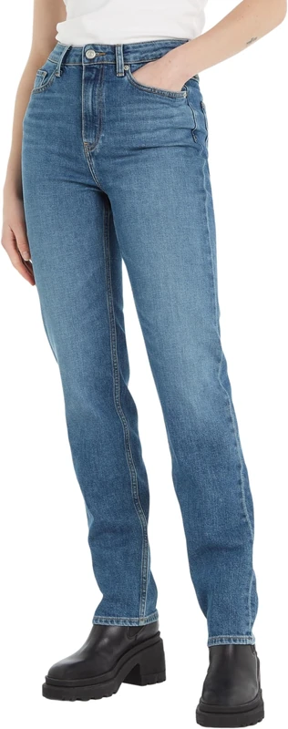 Tommy Hilfiger Women Classic Straight Rw Mel Denim Pants, Denim, 33W / 32L