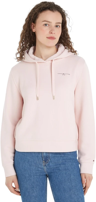 Tommy Hilfiger Women 1985 Rlx Mini Corp Logo Hoodie Pullover Hoody, Pink, XS