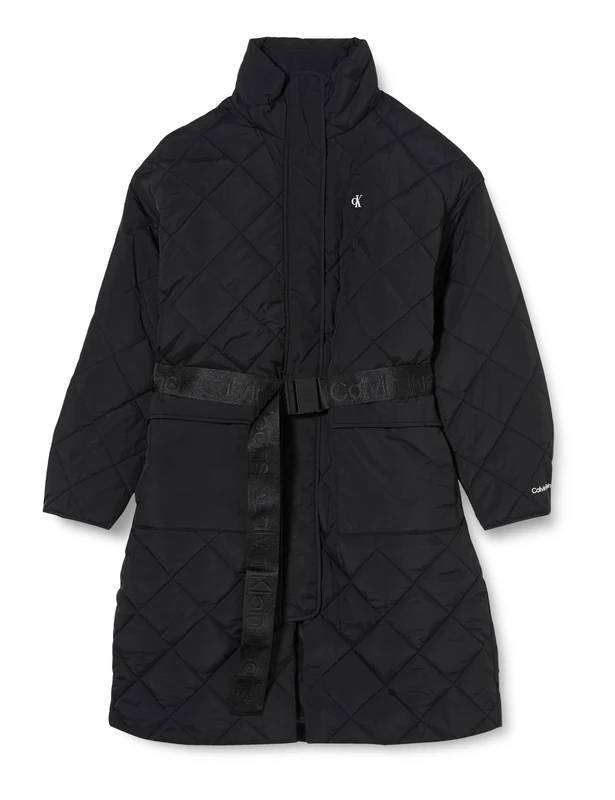 Calvin Klein Jeans Women Belted Quilted Coat Woven Coats Black, L