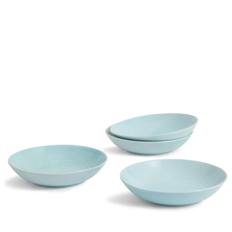 Royal Doulton Pasta Bowls, Stoneware, Designed to Mix & Match, Gordon Ramsay Maze Pasta Bowl 24cm 9.5in Blue, Set of 4