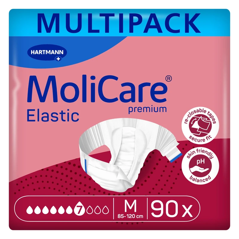 MoliCare Premium Elastic Unisex Disposable Slip: Discreet Use for Woman and Men with Incontinence; 7 Drops, Size L, Pack of 30
