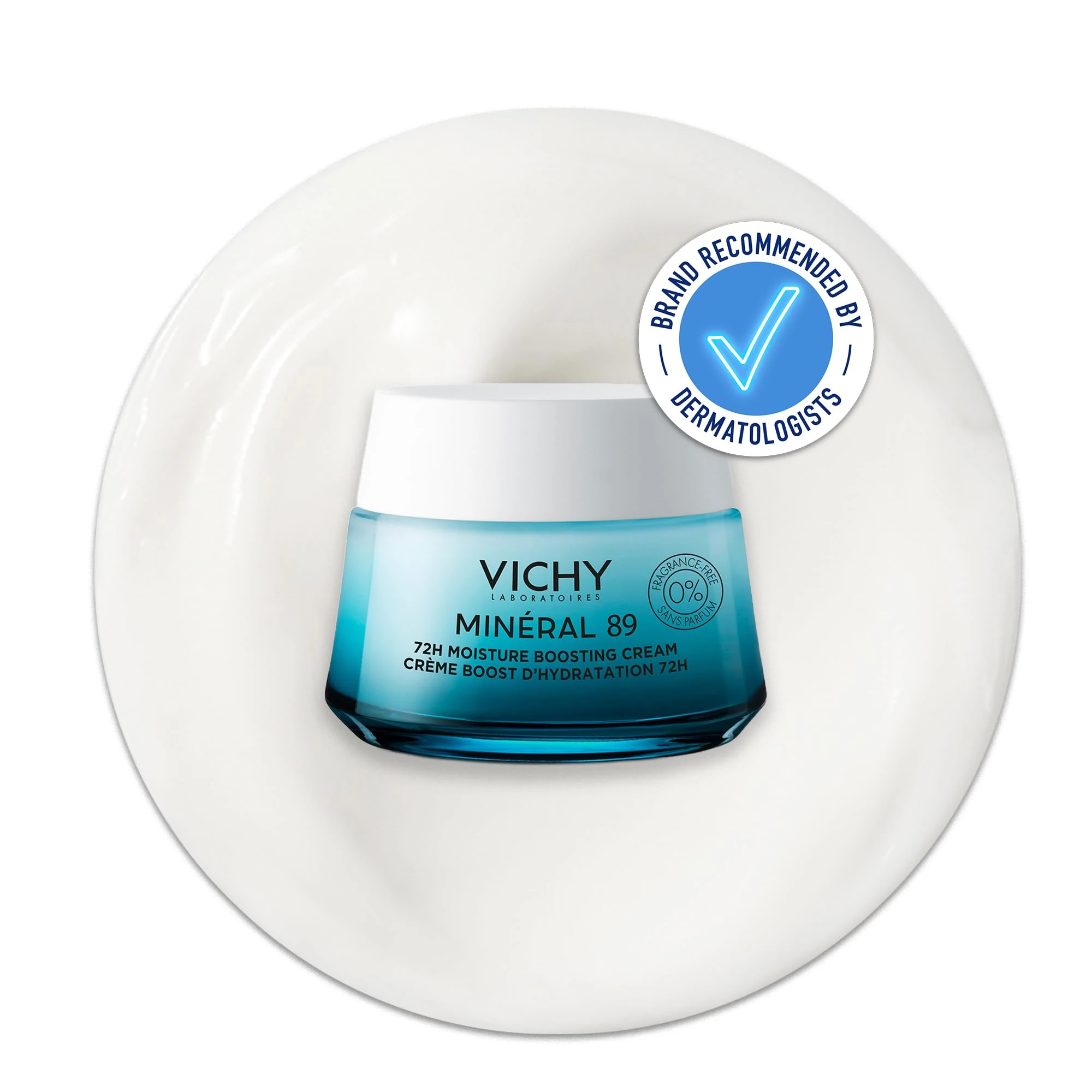 Vichy Minéral 89 72H Hyaluronic Acid & Squalane Moisture Boosting Cream for All Skin Types Fragrance Free, 50ml