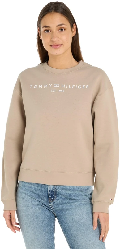 Tommy Hilfiger Women Mdrn Reg Corp Logo C-Nk Swtshrt Sweatshirts, Beige, XXS