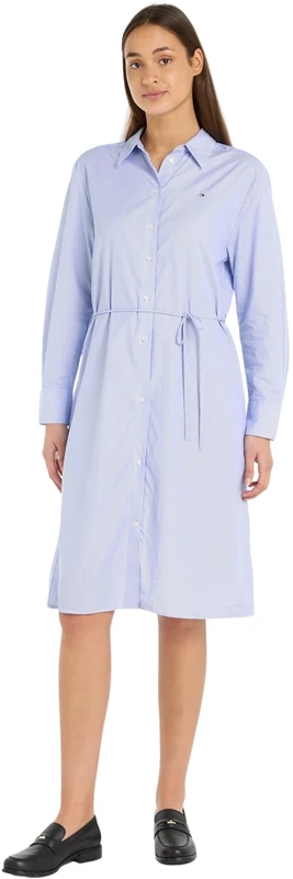 Tommy Hilfiger Women Essential STP Knee Shirt Dress Shirt Dresses, Blue, 34