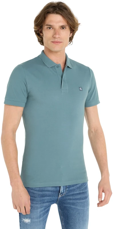 Calvin Klein Jeans Men CK Embro Badge Slim Polo S/S Polos Blue, S