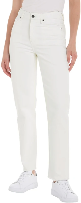 Tommy Hilfiger Women Classic Straight Hw A Ecru Denim Pants, Denim, 32W / 32L