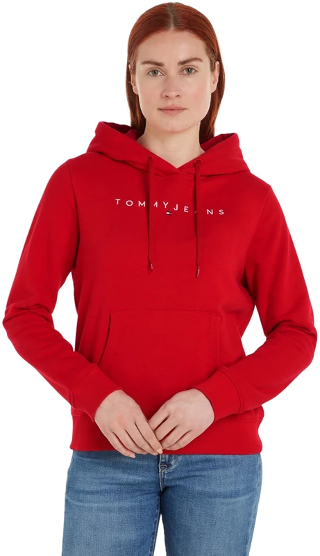 Tommy Jeans Women's Tjw Reg Linear Hoodie Dw0dw17324, Deep Crimson, XXS
