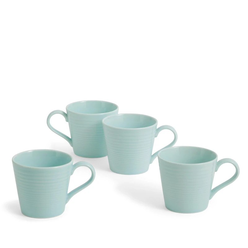Royal Doulton Mugs, Stoneware, Designed to Mix & Match, Gordon Ramsay Maze Mug 400ml 13.5floz Blue, Set of 4