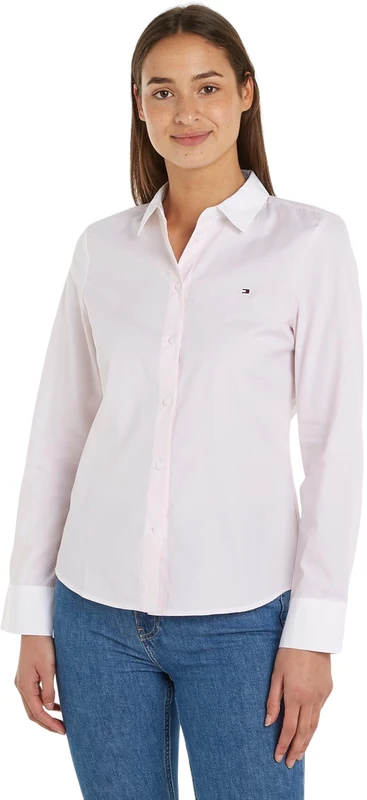 Tommy Hilfiger Women's Fill a Fill Regular Shirt Ww0ww40531 Casual Shirts, Pink (Whimsy Pink), 38
