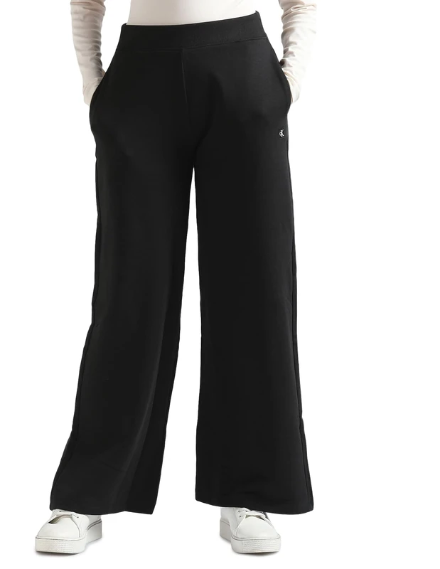 Calvin Klein Women’s Embroidered Badge Knitted Joggers, Black (Ck Black), M