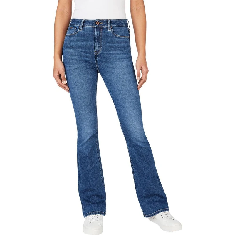 Pepe Jeans Women's Skinny Fit Flare Uhw Jeans, Blue (Denim-GX6), 24W / 32L