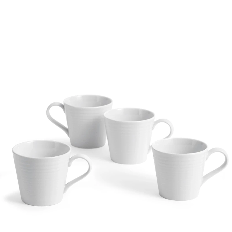 Royal Doulton Mugs, Stoneware, Designed to Mix & Match, Gordon Ramsay Maze Mugs, 400ml/13.5floz, White, Set of 4