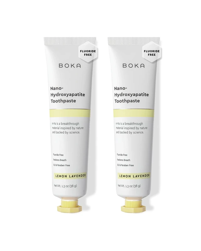Boka Fluoride Free Travel Size Toothpaste Nano Hydroxyapatite, Helps Remineralize, Appropriate for Sensitive Teeth, Whitening - for Adult, Kids Oral Care - Lemon Lavender 1.3 Fl Oz 2Pk