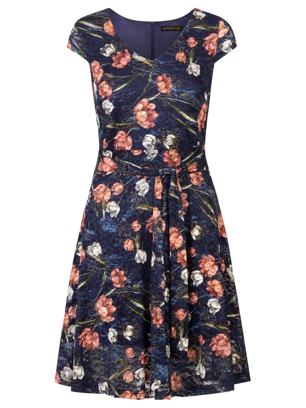 ApartFashion Women's Dress, Navy-Multicoloured, 8