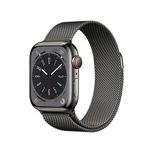 Apple Watch Series 8 (GPS + Cellular, 41mm) - Graphite Stainless Steel Case with Graphite Milanese Loop (Renewed)