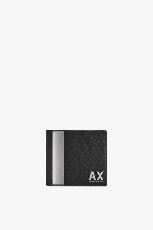 Armani Exchange Men's Color Block Ax Billfold Credit Card Wallet bi-fold, Nero, One Size