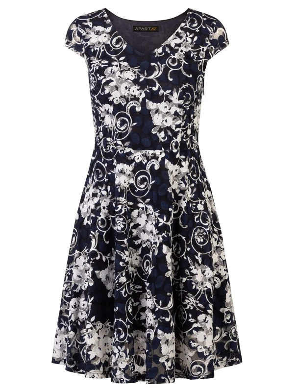 APART Fashion Women's Dress, Navy-Multicoloured, 14