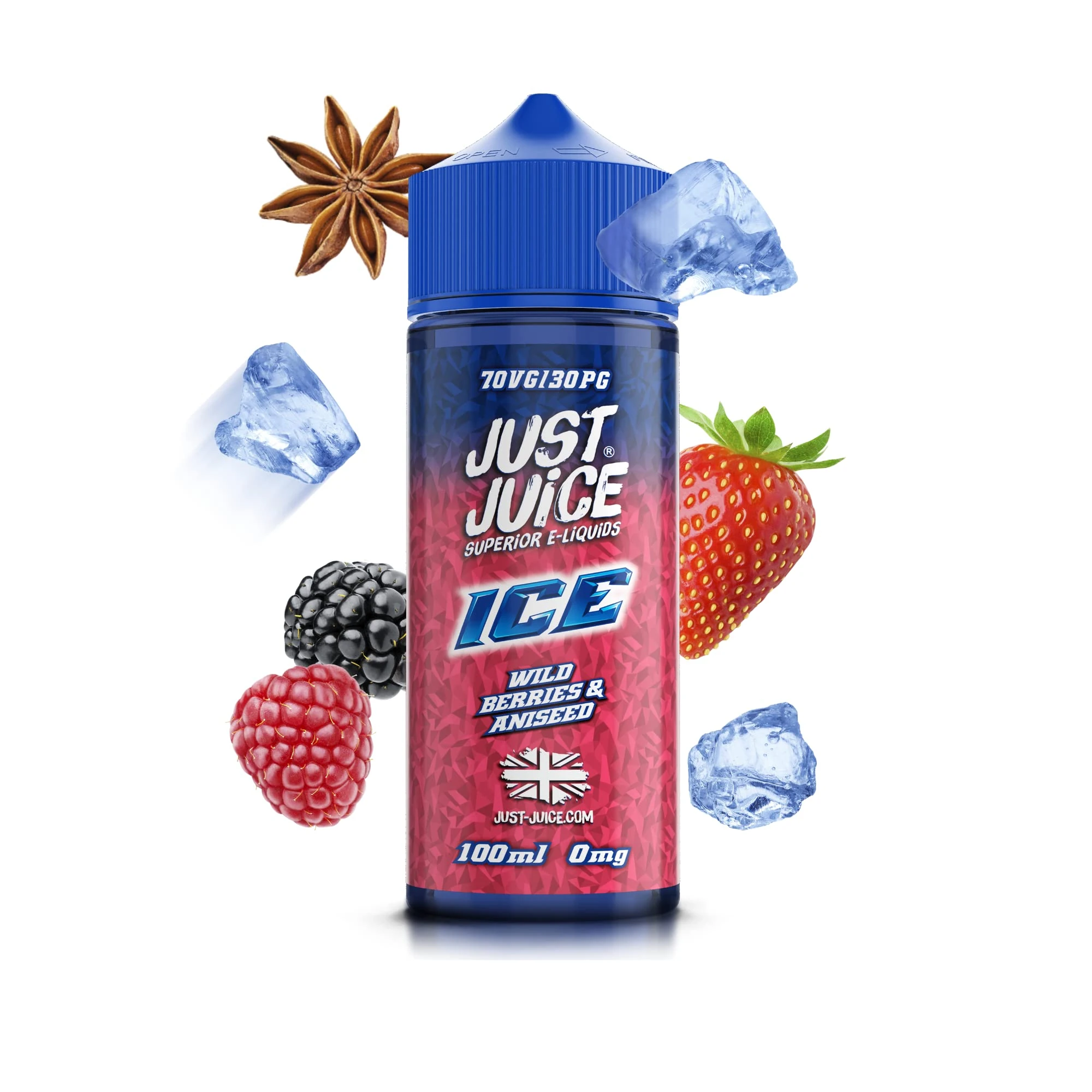 Just Juice 70/30 Vape Liquid, 100ml 0mg Wild Berries & Aniseed Ice Vape Juice, E liquid for E-Cigarette, Nic Free Eliquid, Vaping Liquids, 70VG 30PG