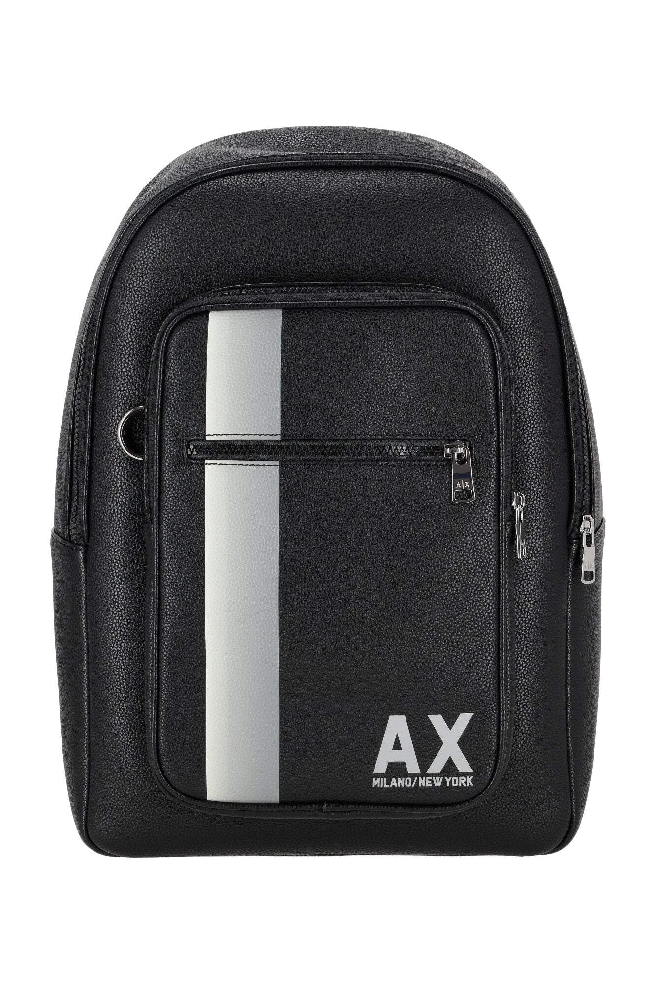 Armani Exchange Men's Large Color Block Ax Zip Backpack, Nero