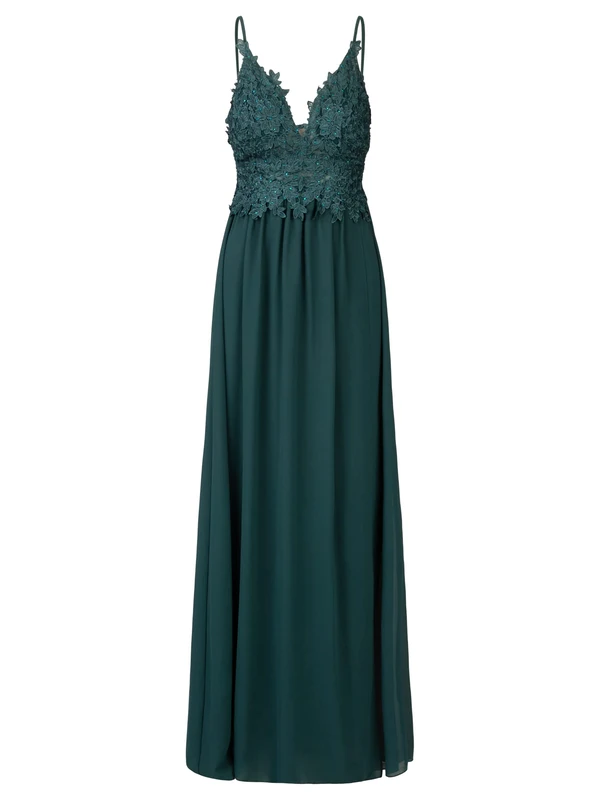 APART Fashion Women's Dark Green Lace and Chiffon Dress - Size 8