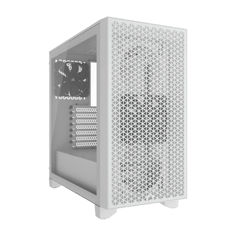 Corsair 3000D AIRFLOW Mid-Tower PC Case – 2x SP120 ELITE Fans – Four-Slot GPU Support – Fits up to 8x 120mm Fans – High-Airflow Design – White