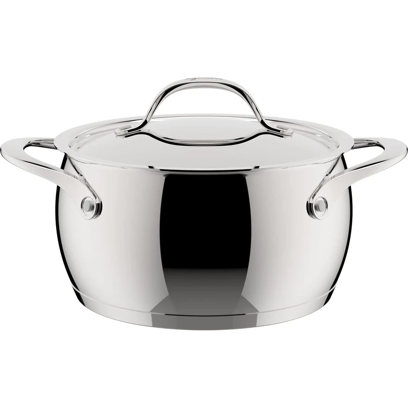 Lagostina Orchestra Deep Casserole Dish with Lid and Two Handles in Stainless Steel 18/10 Diameter 20 cm, Lagotherm Bottom 3 Layers, Mirror Effect Exterior and Interior Satin, for All Heat Sources