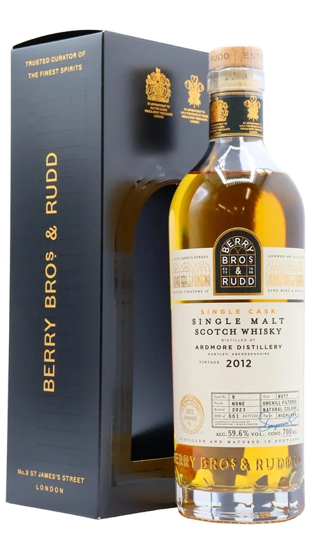 Berry Bros. & Rudd Ardmore Single Cask #9 Distilled 2012 11 year old Whisky 59.6% ABV Limited Edition 661 Bottles - Flavours of Digestive biscuits, a hint of tobacco and fruit cake with great balance