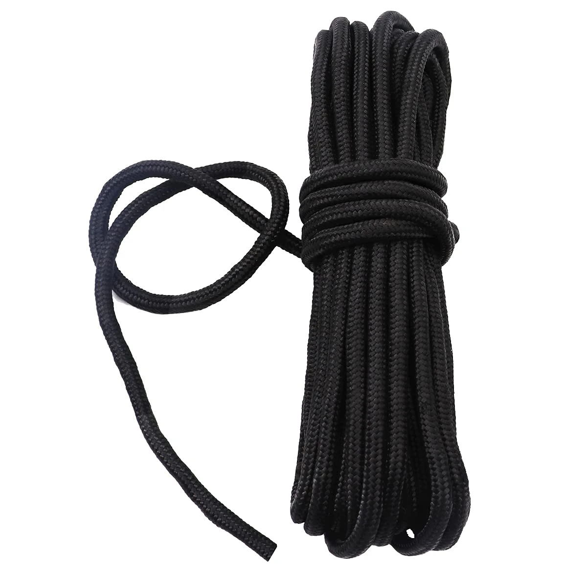 Fuwok 2/3/4/6/8/10MM 20M(64ft) Nylon Rope,Rattail Silk Cord,All Purpose Rope,Assorted Colors Nylon String Twisted Durable Long Ropes (Black, 12mm)