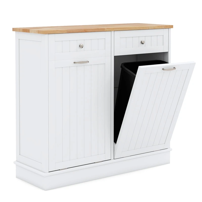 GiantexUK Tilt Out Trash Bin Cabinet (140L,2 Doors)