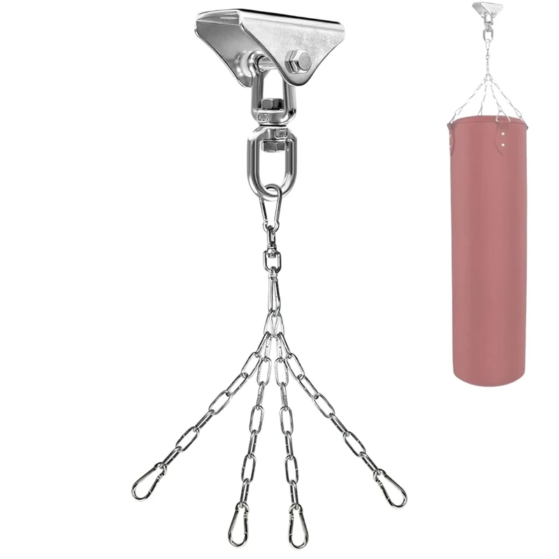 Yes4All Combo Punch Bag Chain with 4 Snap Hooks and Ceiling Hook Suspension for Punching Bag Mount, Hammocks, Gymnastics, Swing Hook - Outdoor & Indoor and 2 Expansion Bolts for Concrete