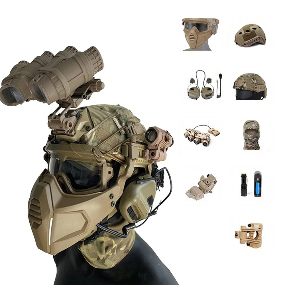 XLLYBZ Fast Tactical Helmet, Helmet with Side Rails and NVG Adjustable Tactical Gear for Outdoor Airsoft Paintball Cosplay CS Game Gear (Color : T, Size : G)