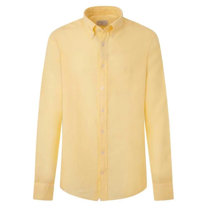 Hackett London Mens Garment Dye Linen B Shirt, Yellow (Yellow), L UK