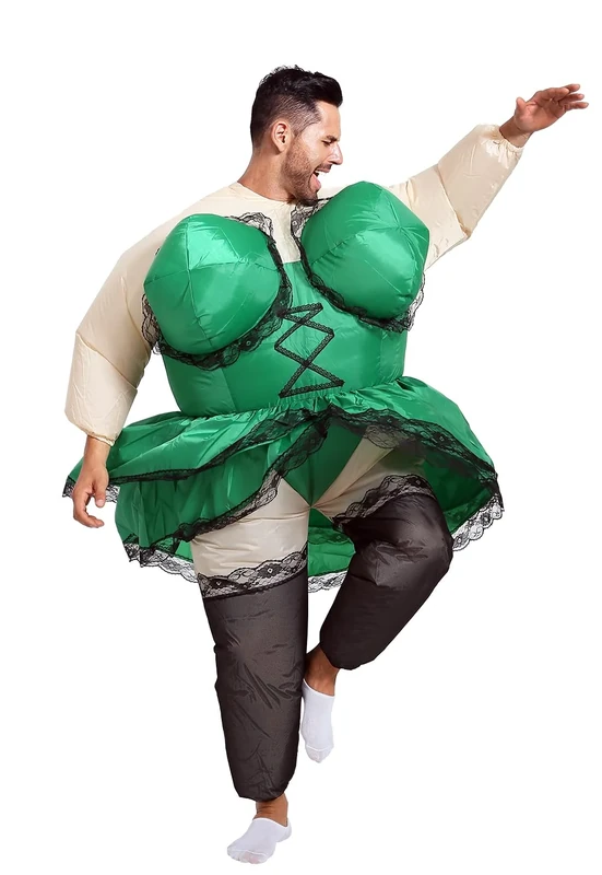 GOPRIME Inflatable Costume, Barmaid Dress, Adult Size (Green)