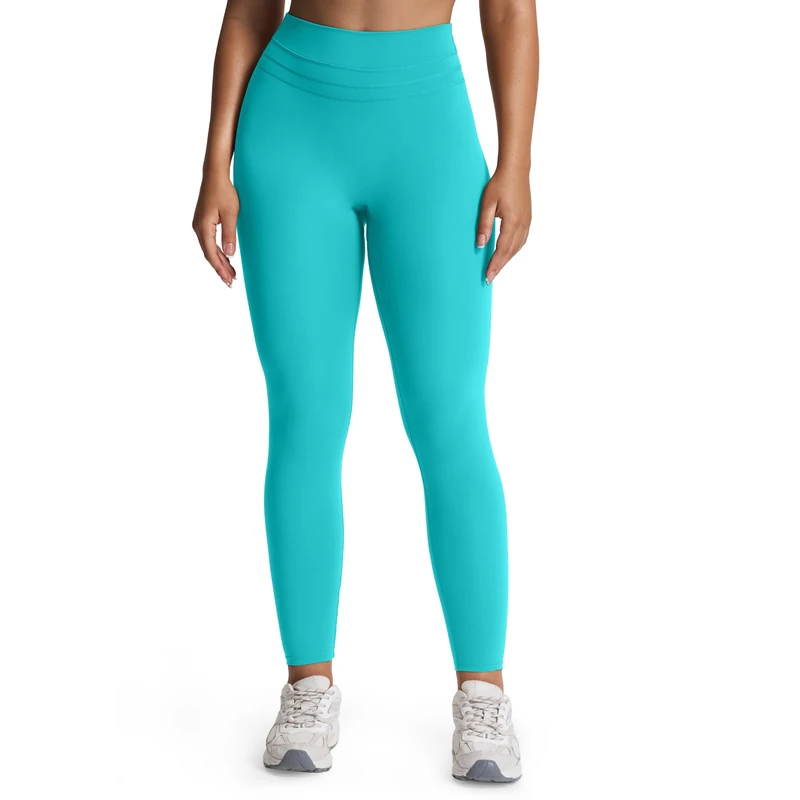 Aoxjox High Waisted Workout Leggings for Women Compression Tummy Control Trinity Buttery Soft Yoga Pants 26", Scrunch Cascade Blue, S