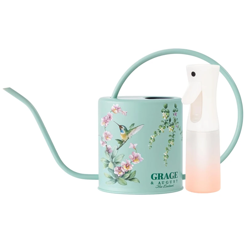 Watering Can for Indoor Plants - House Plant Watering can - Colorful, Decorative Indoor Water can for Plants - Metal Indoor Watering can with Long Spout - 1.5L 51floz 0.4 Gallon (Hummingbird Sage)