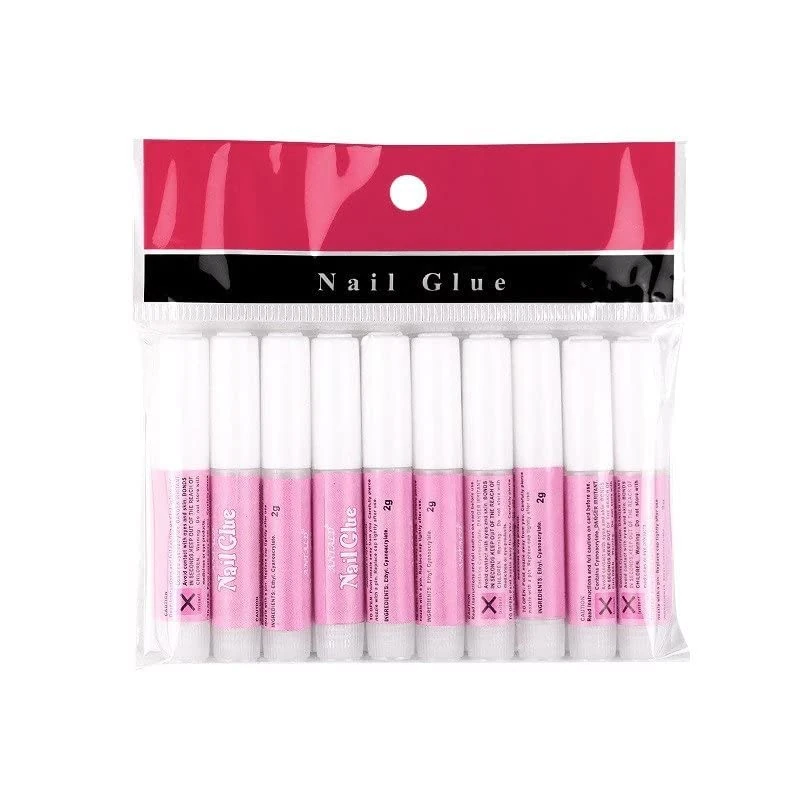 10 Pcs 2g Bottles Extra Strong Super Strong Quick Dry False Fake Nail Glue For Nail Tips Rhinestones Nail Art Decoration Nail Glue - Professional Salon & Home Use