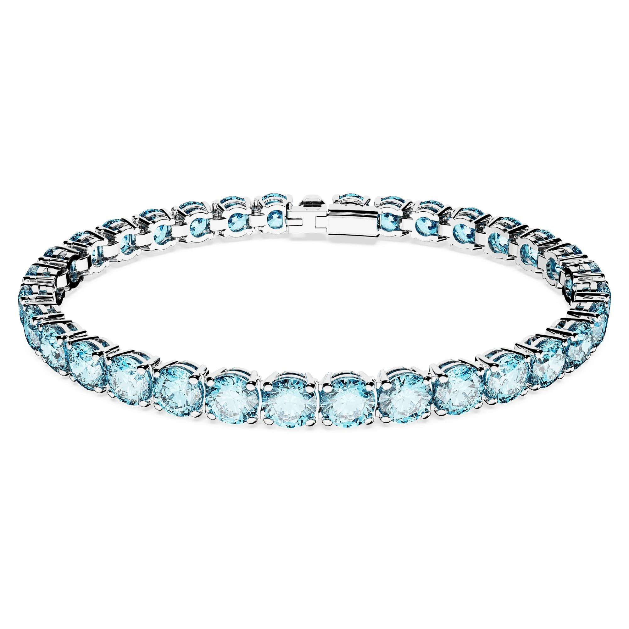 Swarovski Matrix Tennis bracelet, Round cut, Blue, Rhodium plated