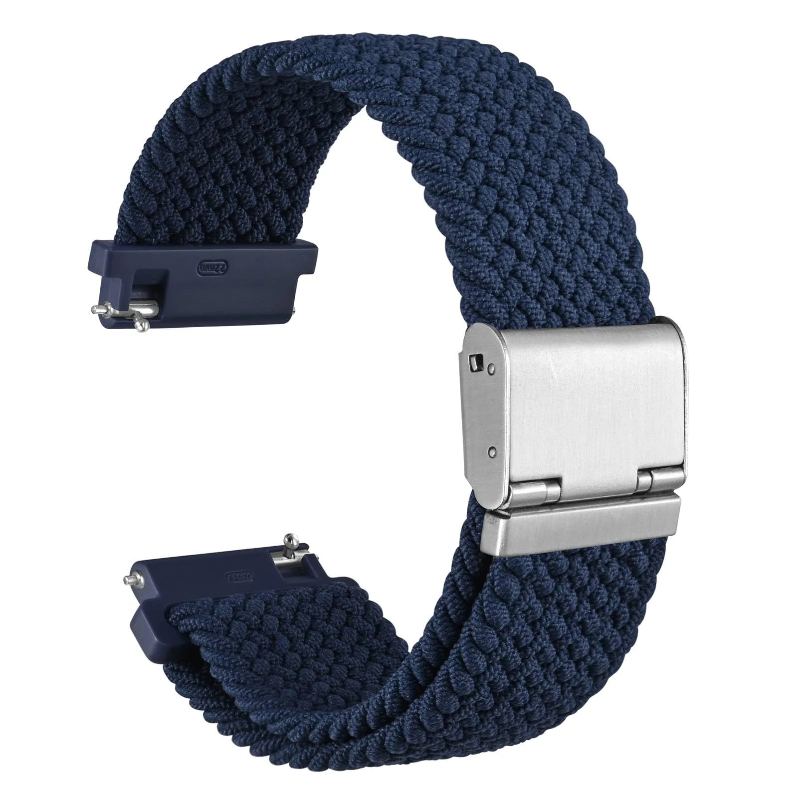 WOCCI 21mm Braided Nylon Watch Strap for Men and Women, Quick Release, Silver Stainless Steel Buckle (Blue)
