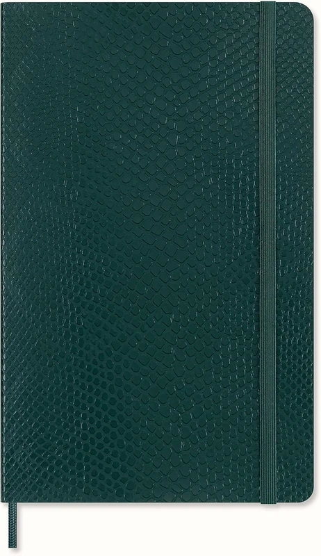 Moleskine Precious & Ethical Notebook, With Gift Box, Vegan Soft Cover Python-Effect, Elastic Closure, Large Format 13x21 cm, Colour Green