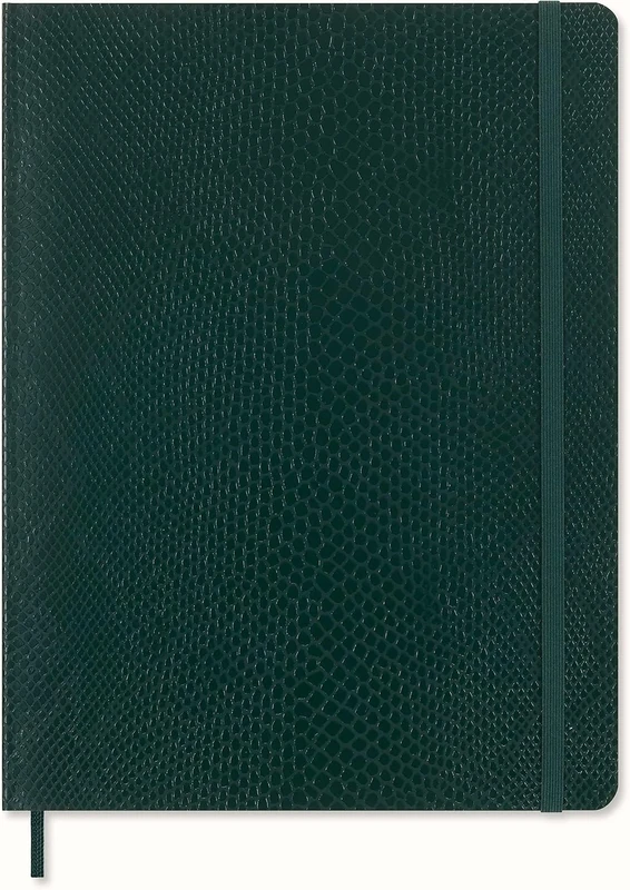 Moleskine Precious & Ethical Notebook, With Gift Box, Vegan Soft Cover Python-Effect, Elastic Closure, XL Format 19 x 25 cm, Colour Green