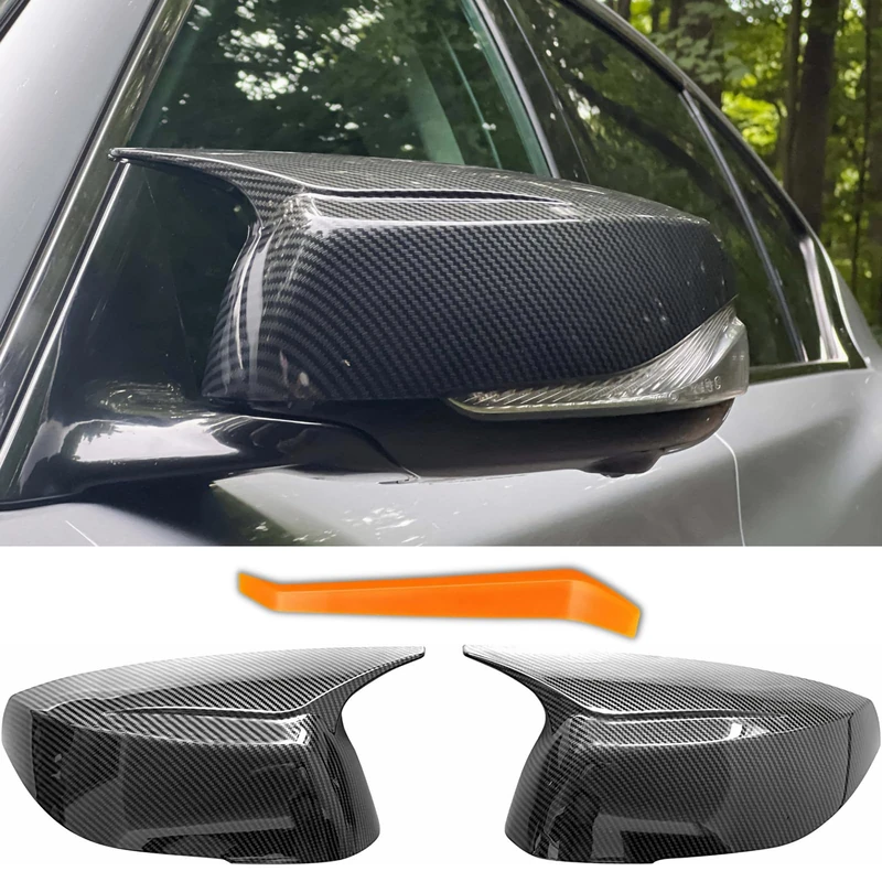 Carbon Fiber Side Mirror Caps for Infiniti Q50 Q60 Q70 QX30 QX50 Q50L Accessories, Passenger Driver Side View Mirror Cover Replacement Car Exterior Body Tuning Parts & Trim - 1Pair (Left-Right)